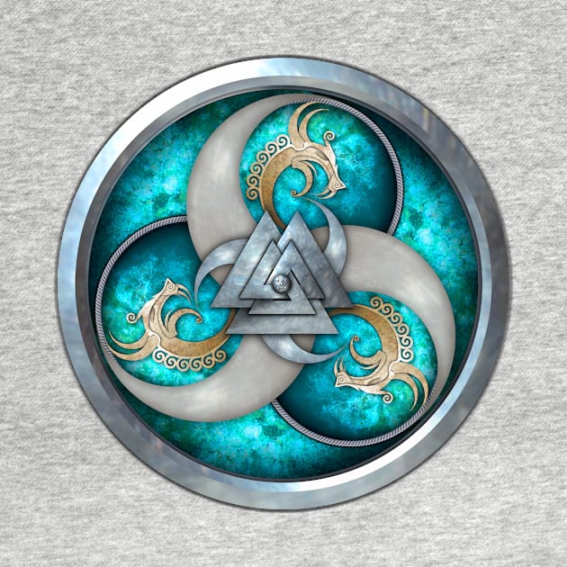 Turquoise Norse Triple Dragons Shield by NaumaddicArts